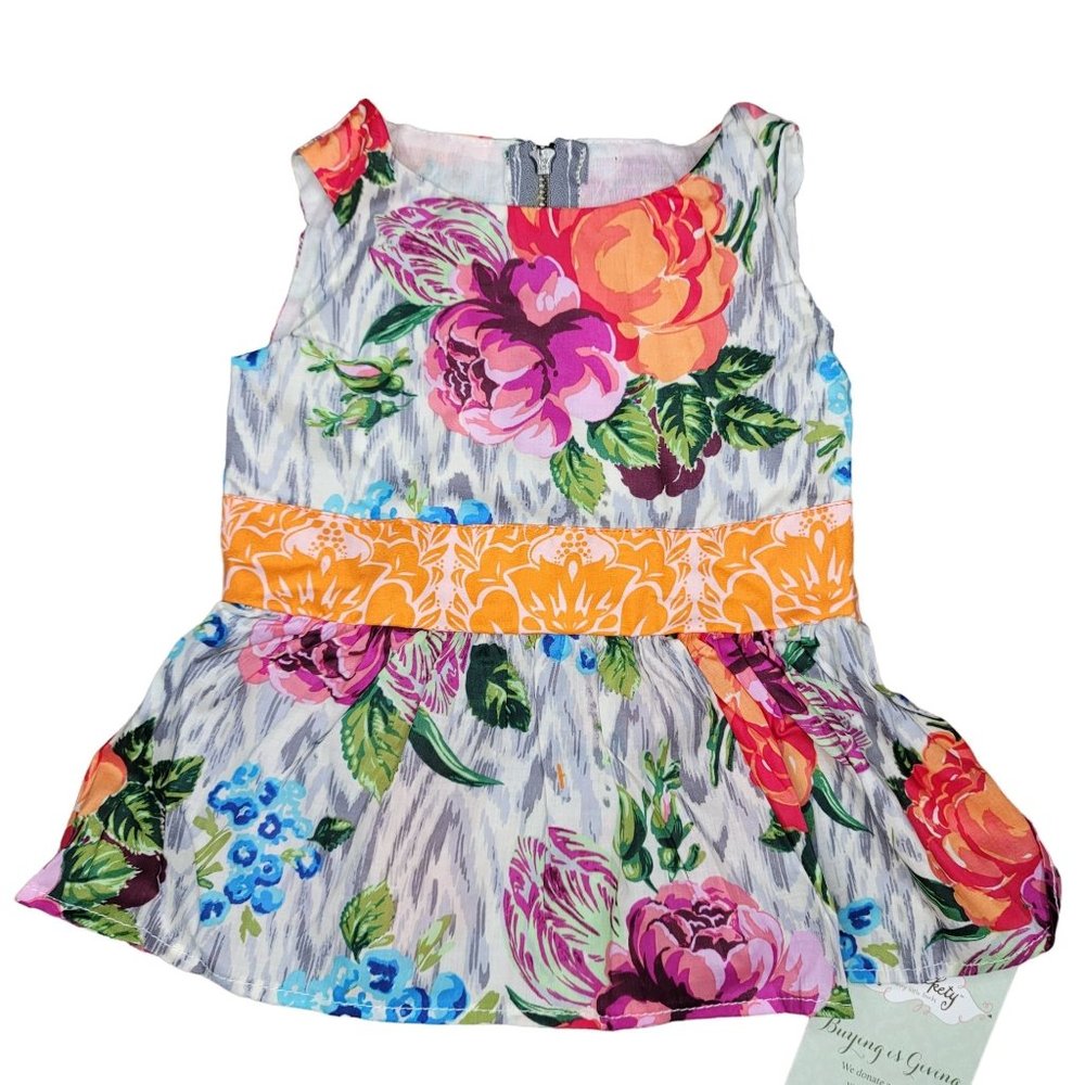Persnickety NWT floral bright spring summer tank top 100% cotton size 12m